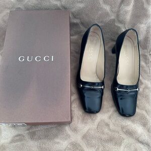 Gucci Horsebit Black Leather Pumps Heels Size 35 Made in Italy Classic